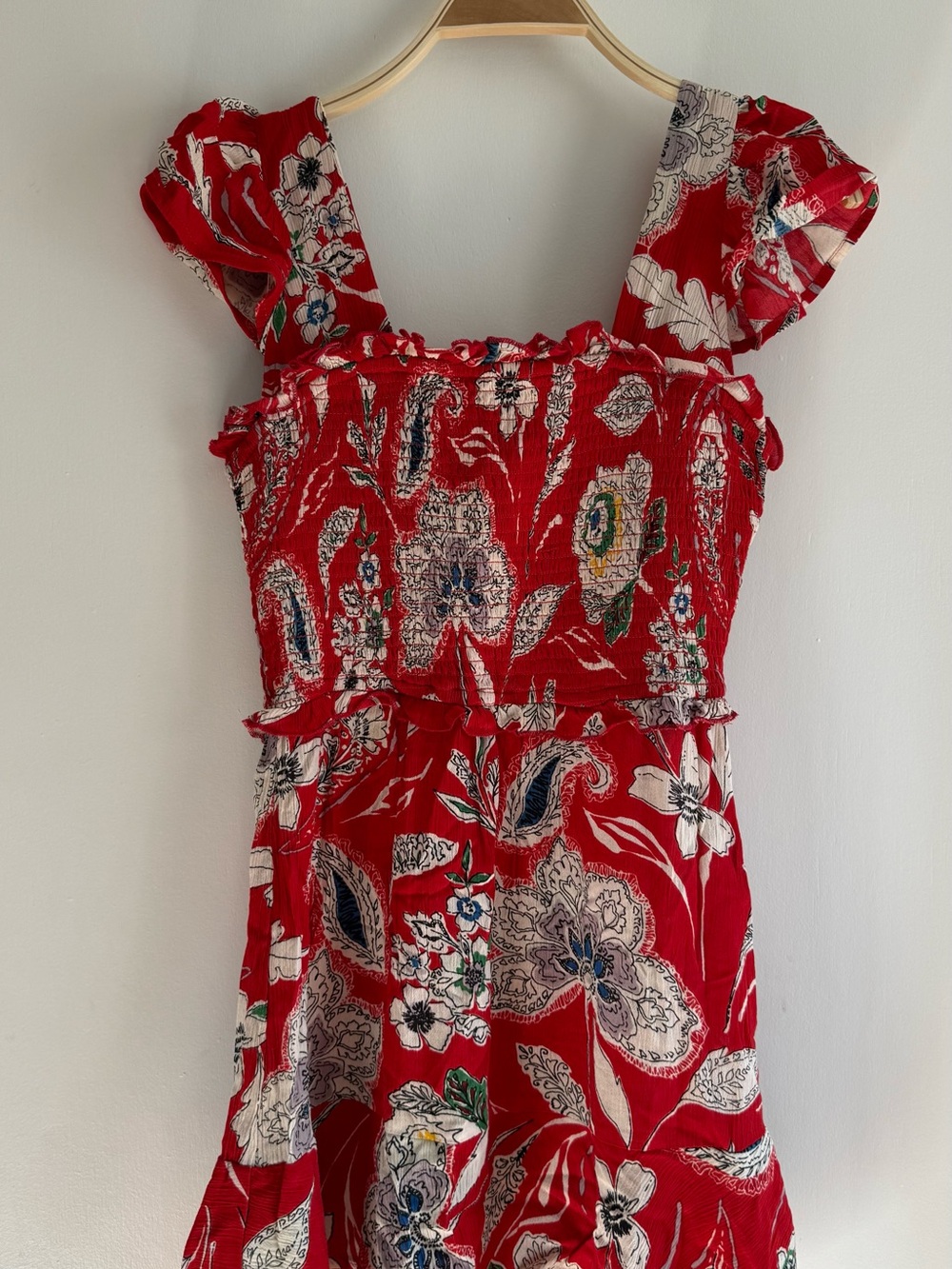 Red Floral Smocked Kids Dress - Brand Unspecified